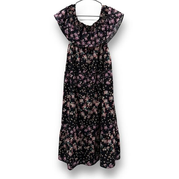 Rosie Pope Serena Black Multicolor Floral Off the Shoulder Maternity Dress Sz M - Picture 2 of 9